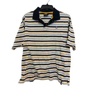 Southpole Striped Polo Shirt Mens XL Multicolor Yellow Navy Short Sleeve Classic